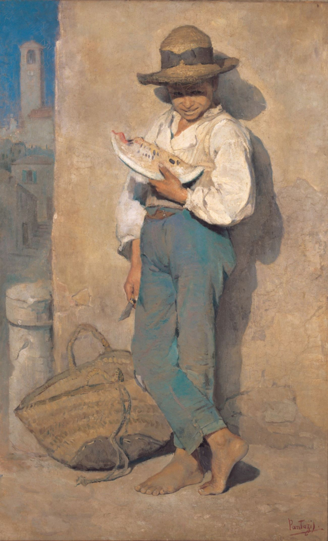 Street urchin eating watermelon, 1881