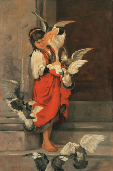 The girl with the pigeons, before 1879